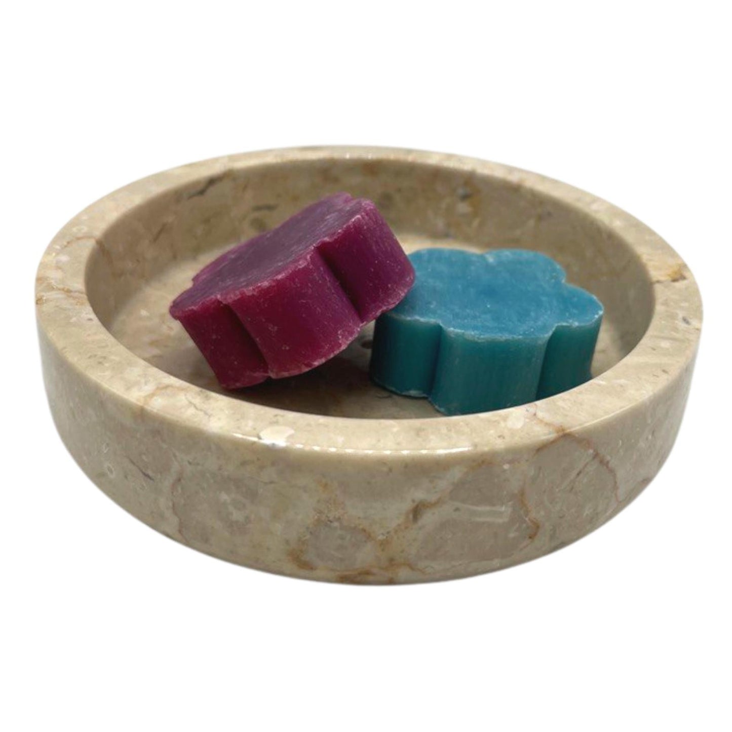 Porte-savon rond et plat en marbre miel