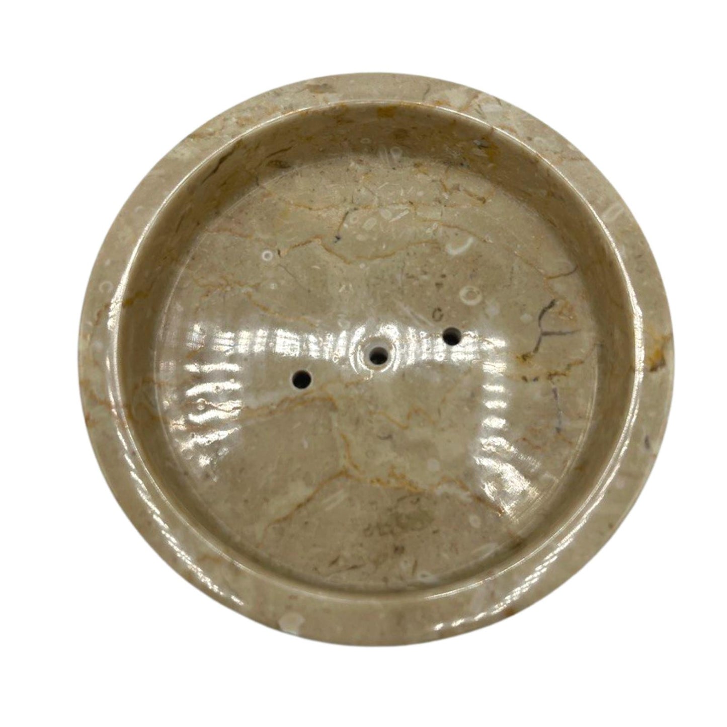 Porte-savon rond et plat en marbre miel