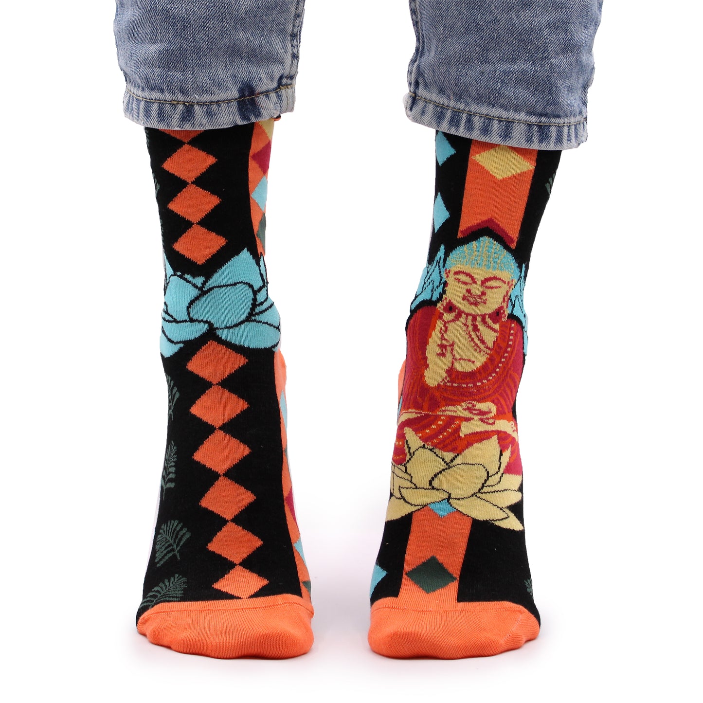 Hop Hare Bambussocken (S/M) - Blauer Buddha & Lotus
