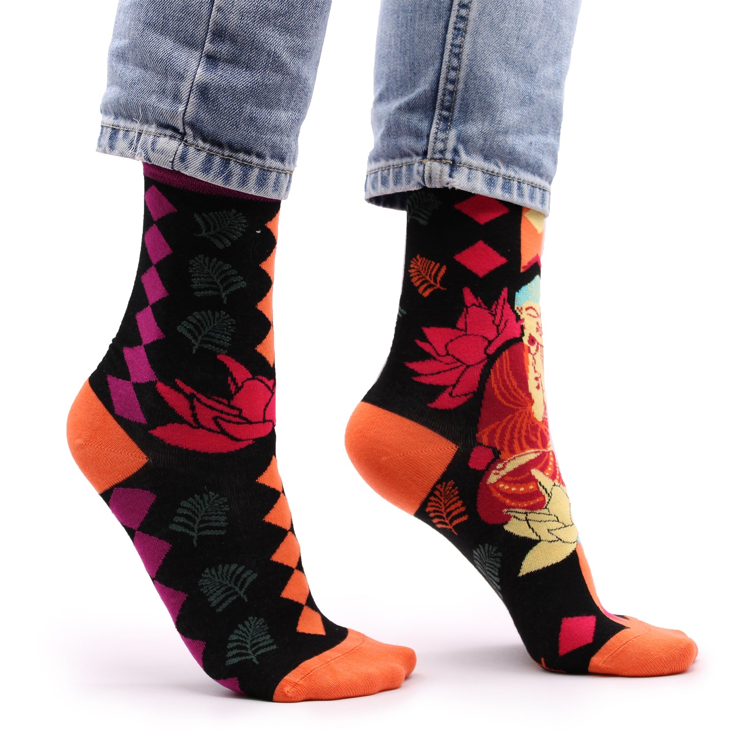 Hop Hare Bambussocken (S/M) - Rosa Buddha & Lotus