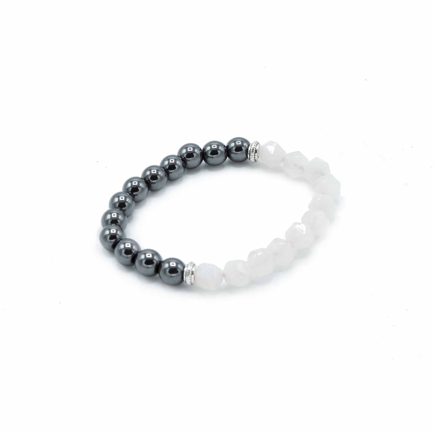 Bracelet en pierres précieuses sculptées - Quartz rose magnétique