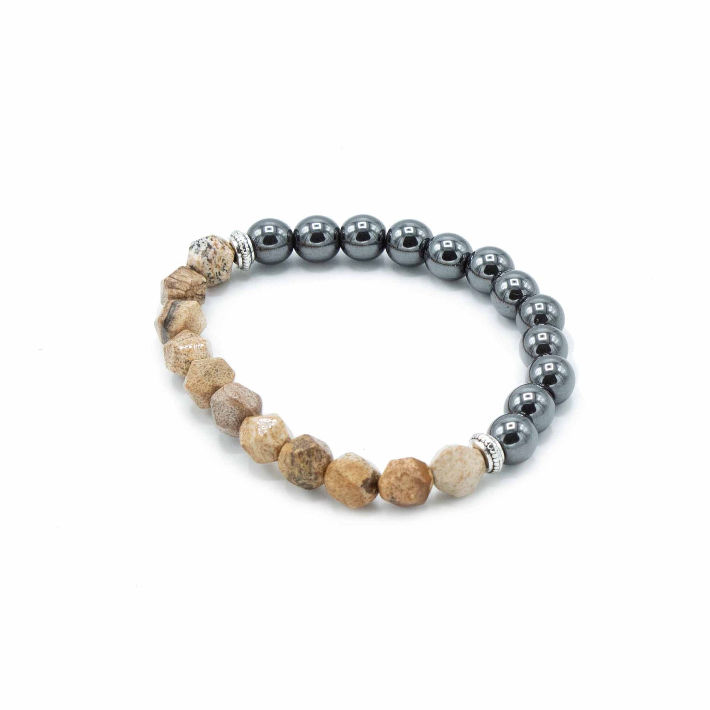 Bracelet en pierres précieuses sculptées - Jaspe à rayures magnétiques