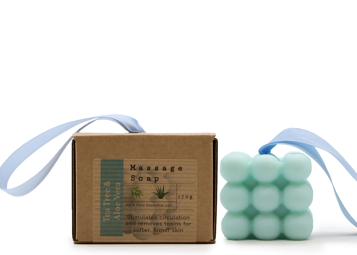 Savon de massage individuel en boîte - Arbre à thé et aloe vera