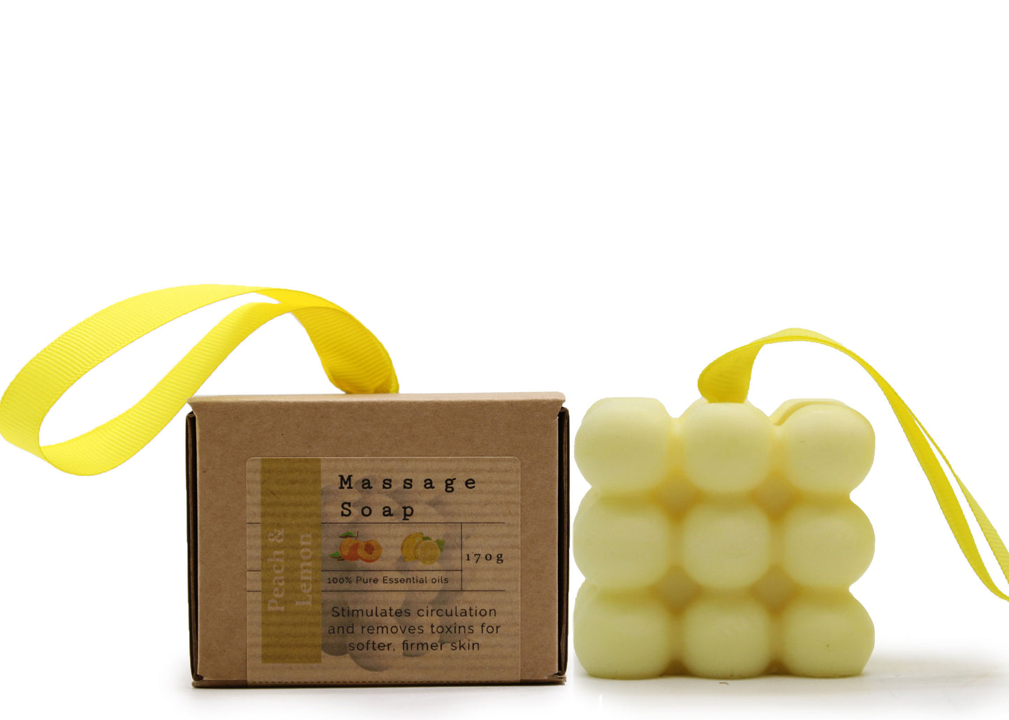 Savon de massage individuel en boîte - Pêche et citron
