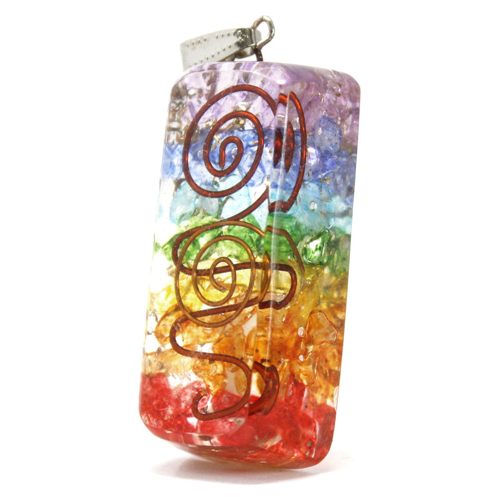 Pendentif en orgonite - Arc-en-ciel