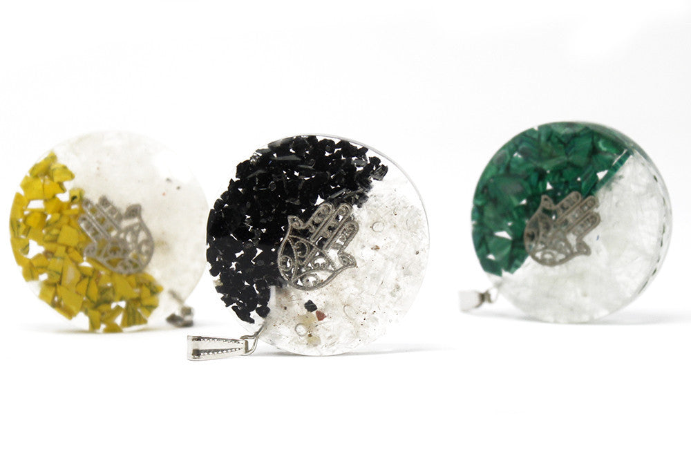 Pendentif en orgonite - Bien et Mal - Hamsa