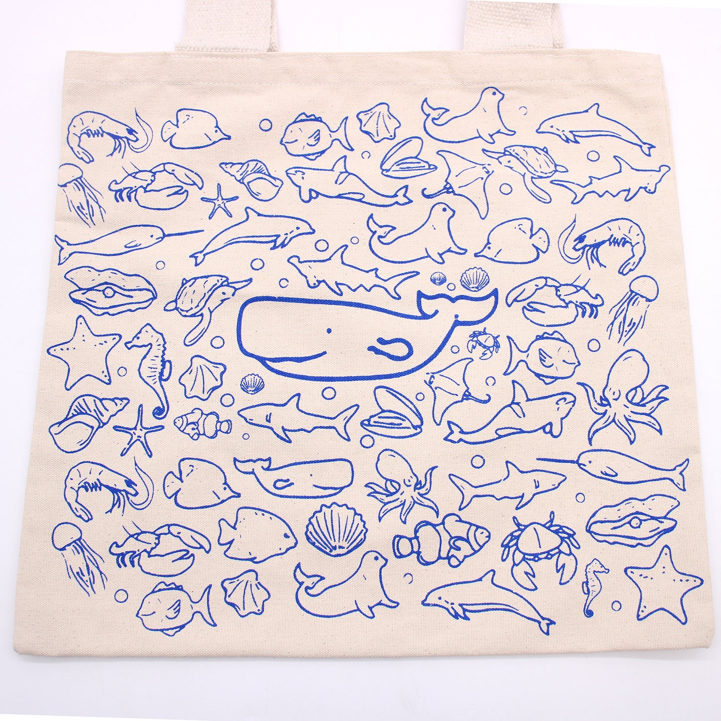 Grands sacs en coton - 38x42cm - Vie marine - 280g