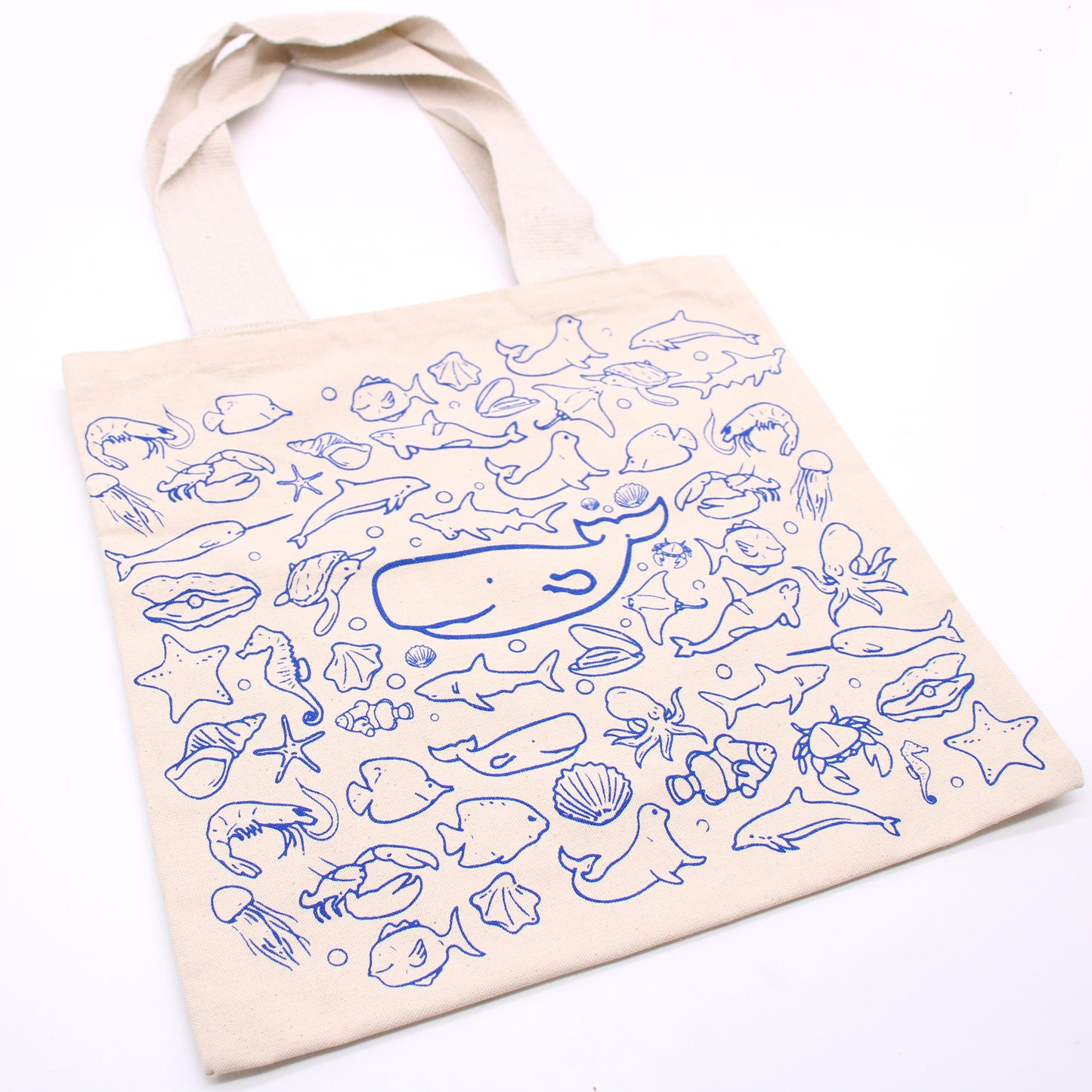 Grands sacs en coton - 38x42cm - Vie marine - 280g