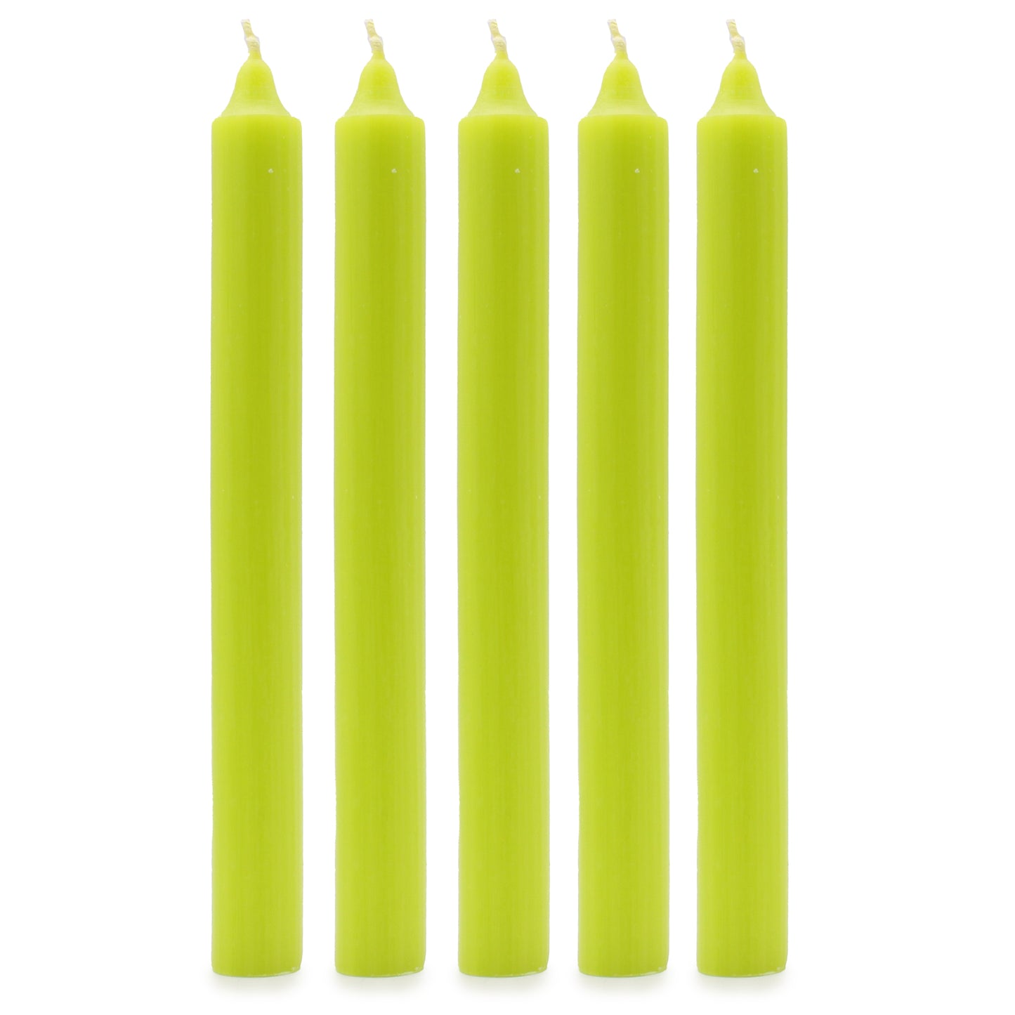 Lot de 10 bougies en vrac de couleur unie – Vert citron rustique – Lot de 10
