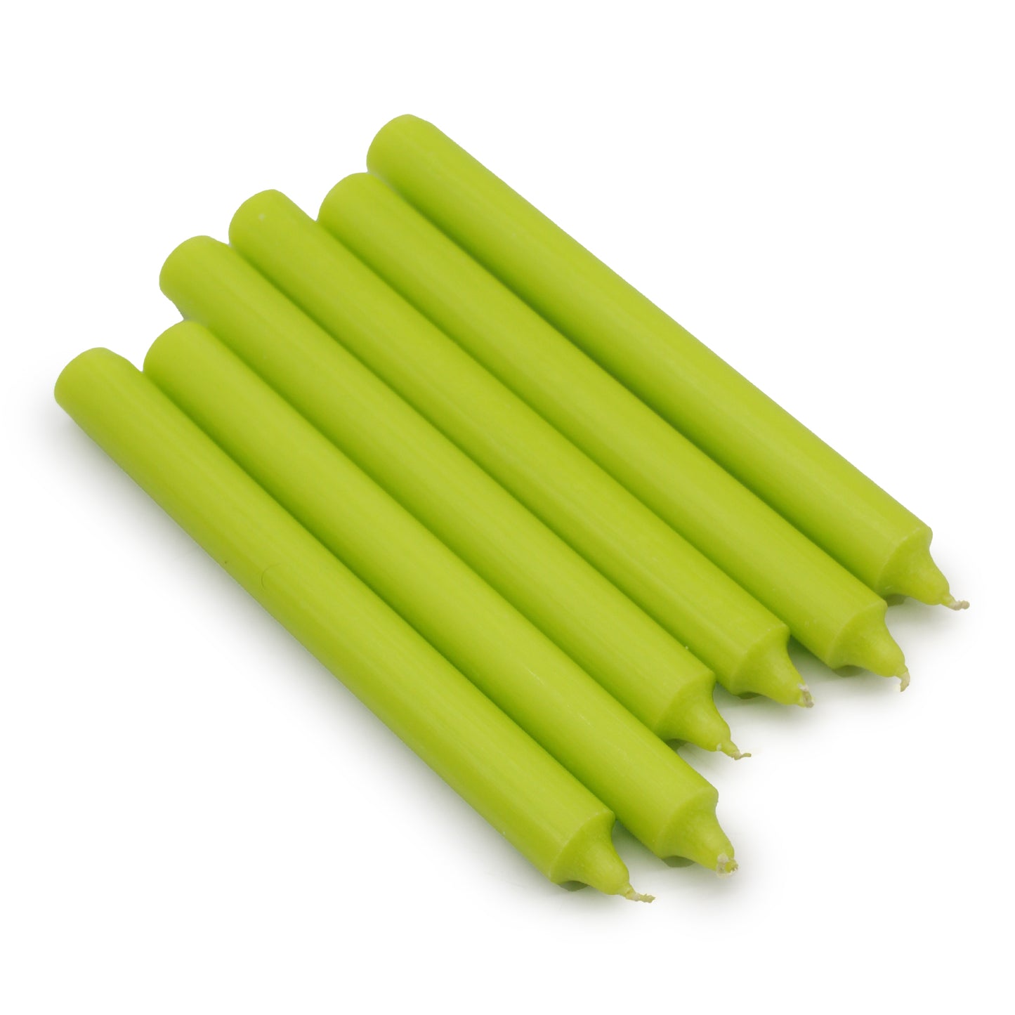 Lot de 10 bougies en vrac de couleur unie – Vert citron rustique – Lot de 10