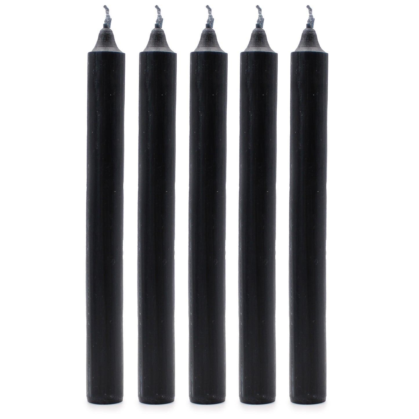 Lot de 21 bougies de table de couleur unie - Noir rustique