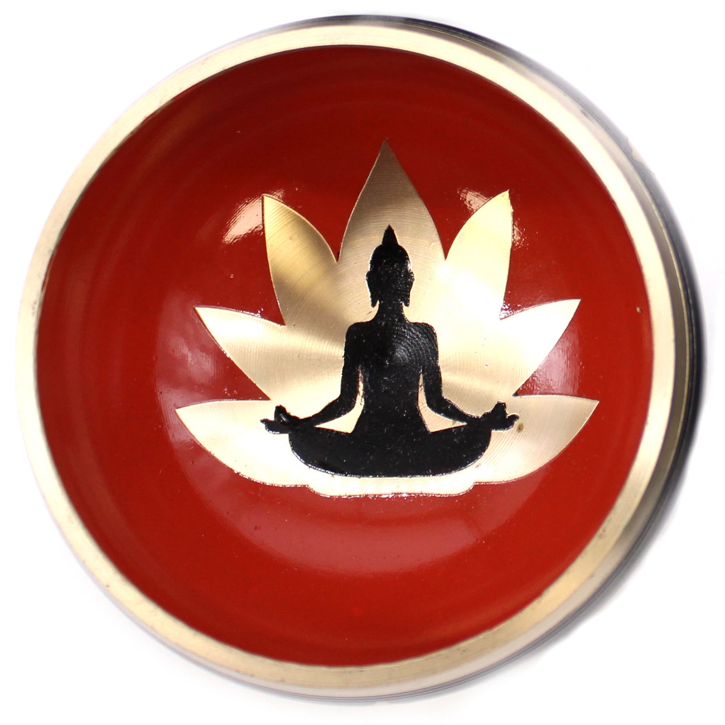 Ensemble de bols chantants tibétains - Bouddha - Noir/Orange 10,7 cm