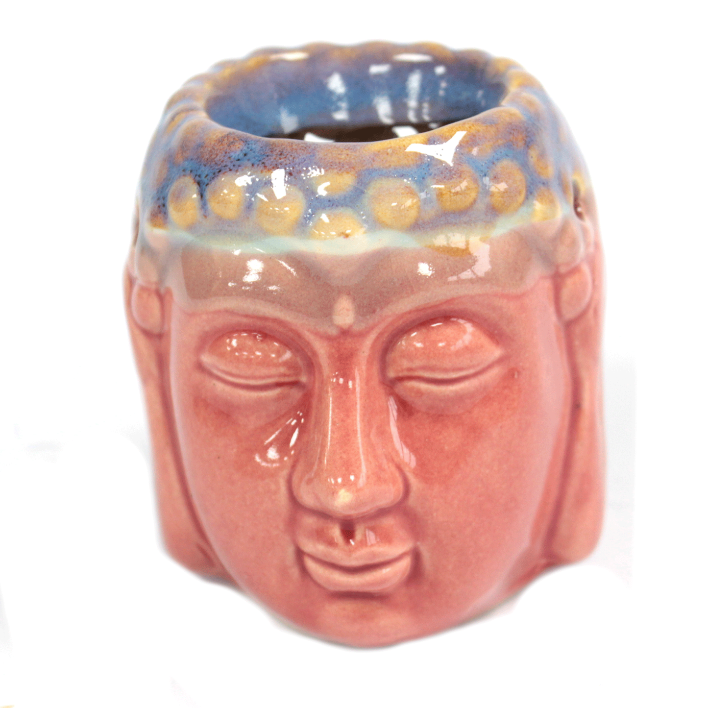 Brûleur à huile visage de Bouddha - Rose et bleu