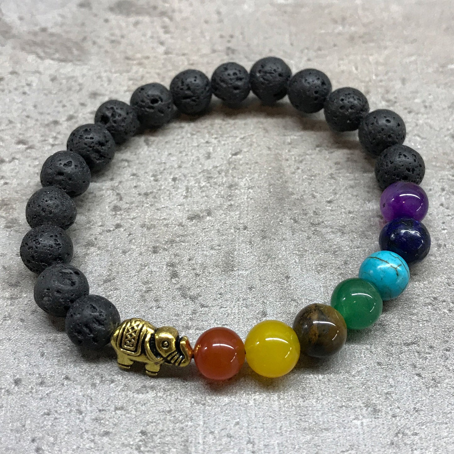 Lavastein Armband - Elefant - Chakra