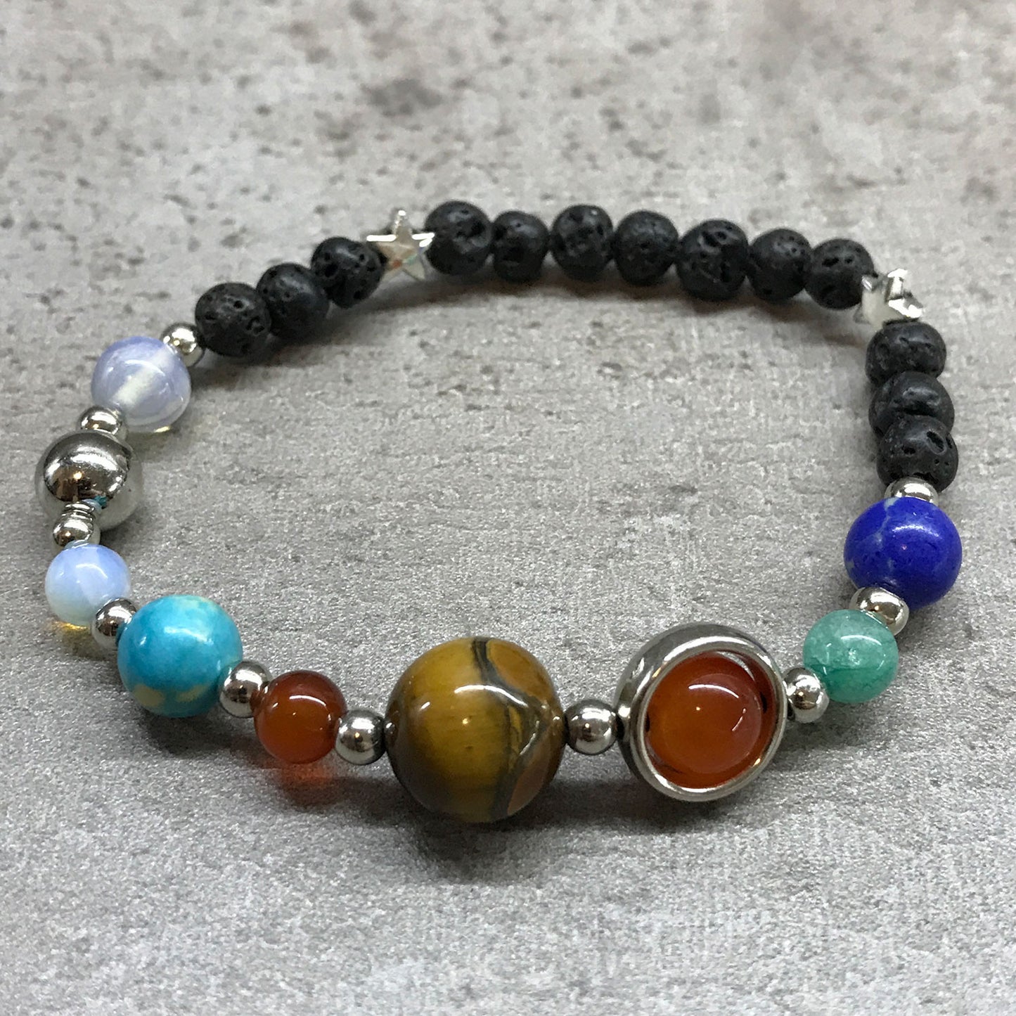 Lavastein Armband - Sonnensystem - Silber
