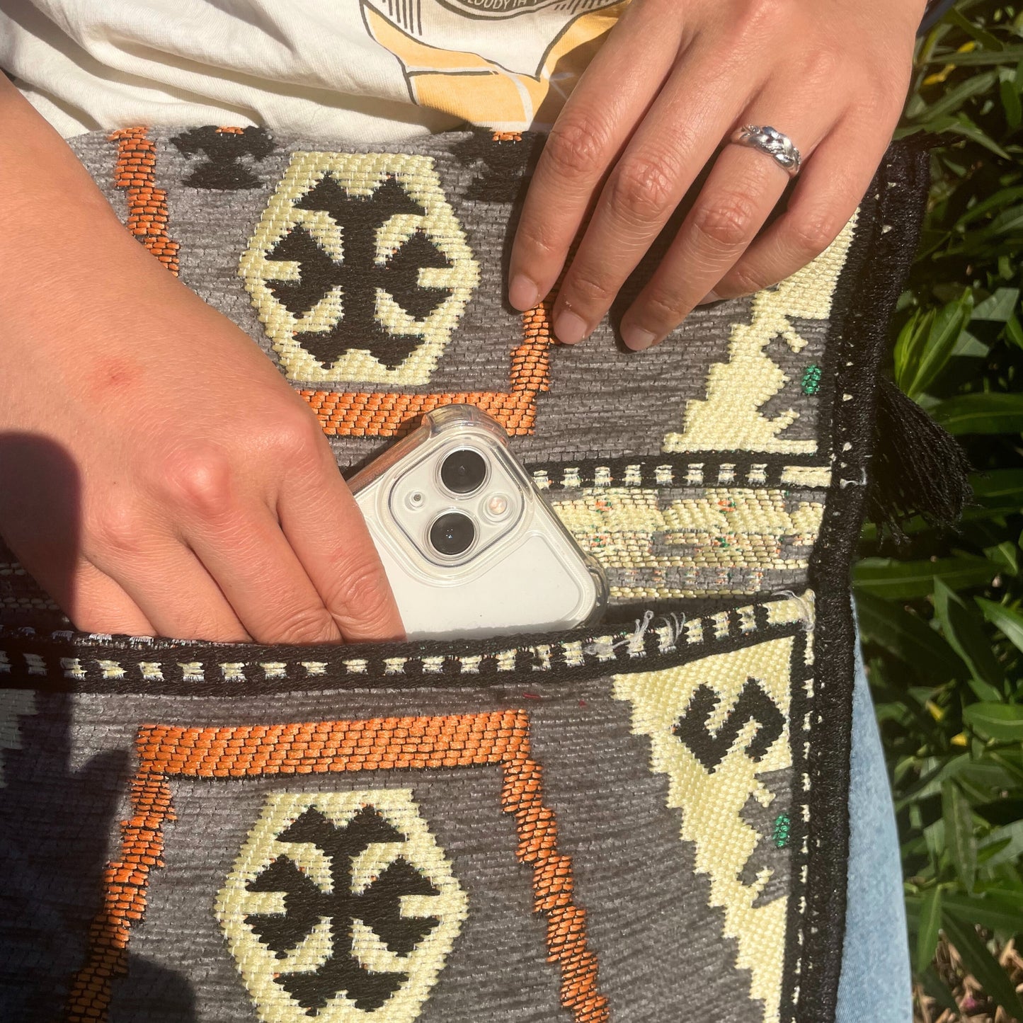 Sac bandoulière Kilim Festival gris pâle