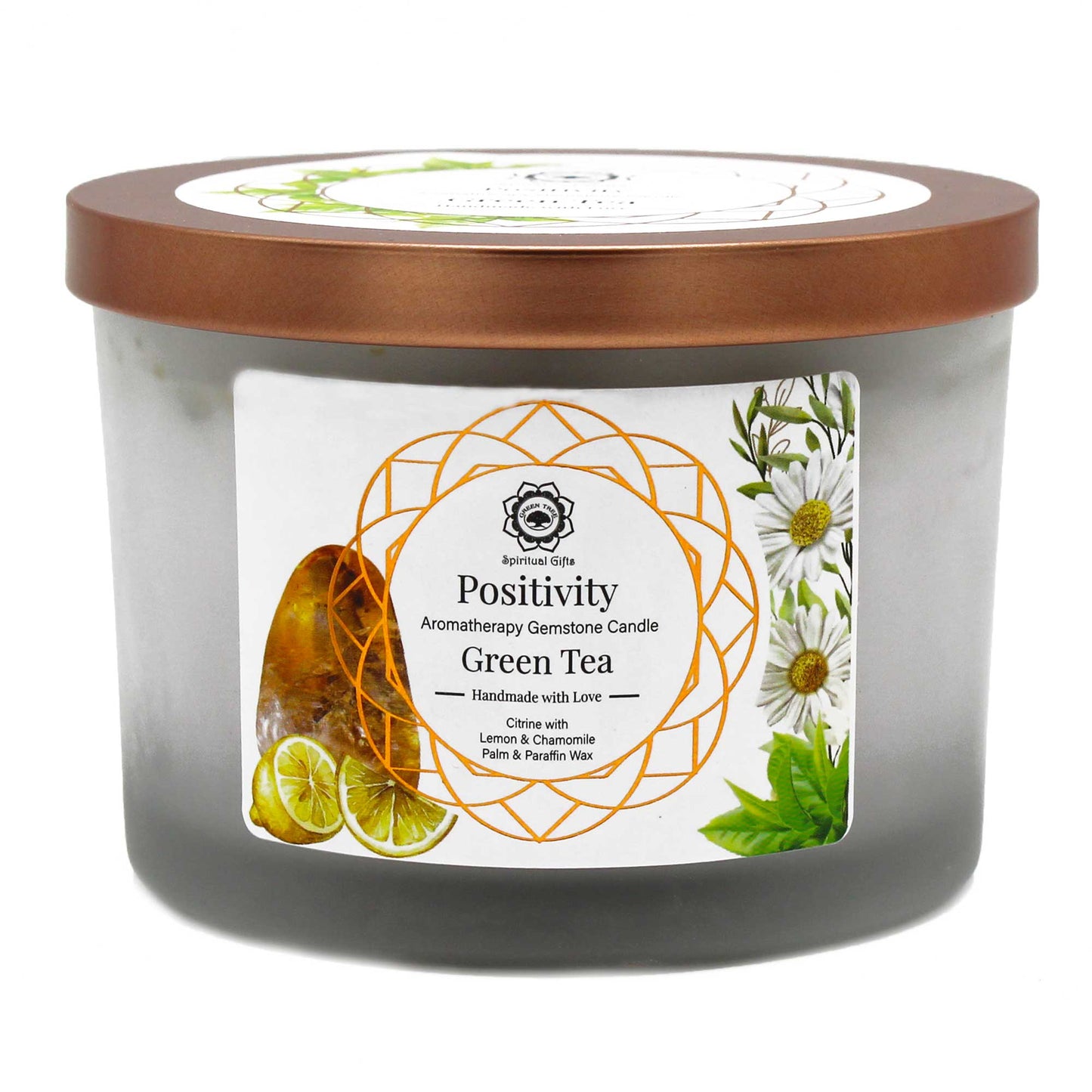 Bougie au thé vert et citrine - Positivité