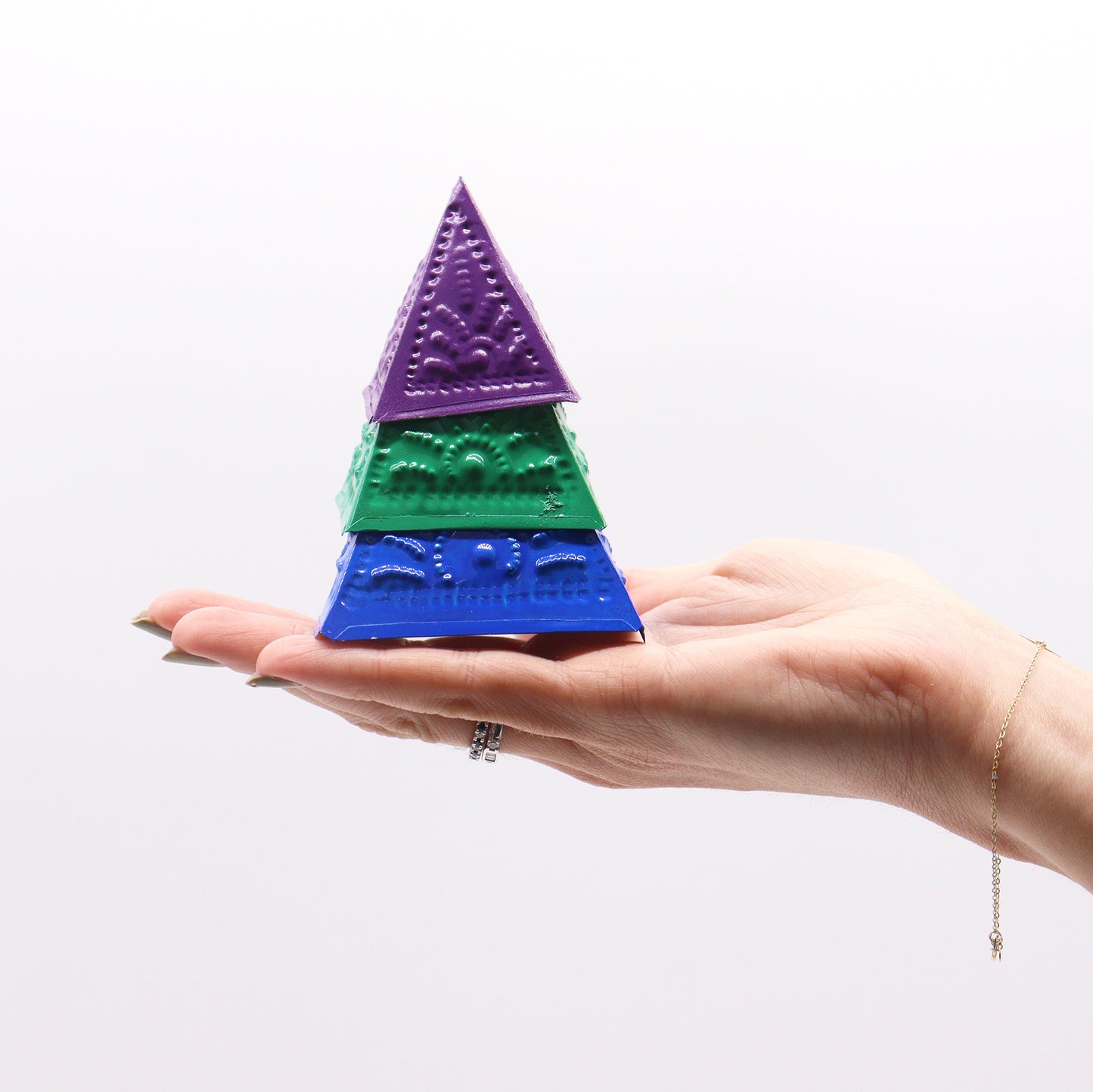 Ensemble de moules à encens en poudre - Bleu, vert, violet