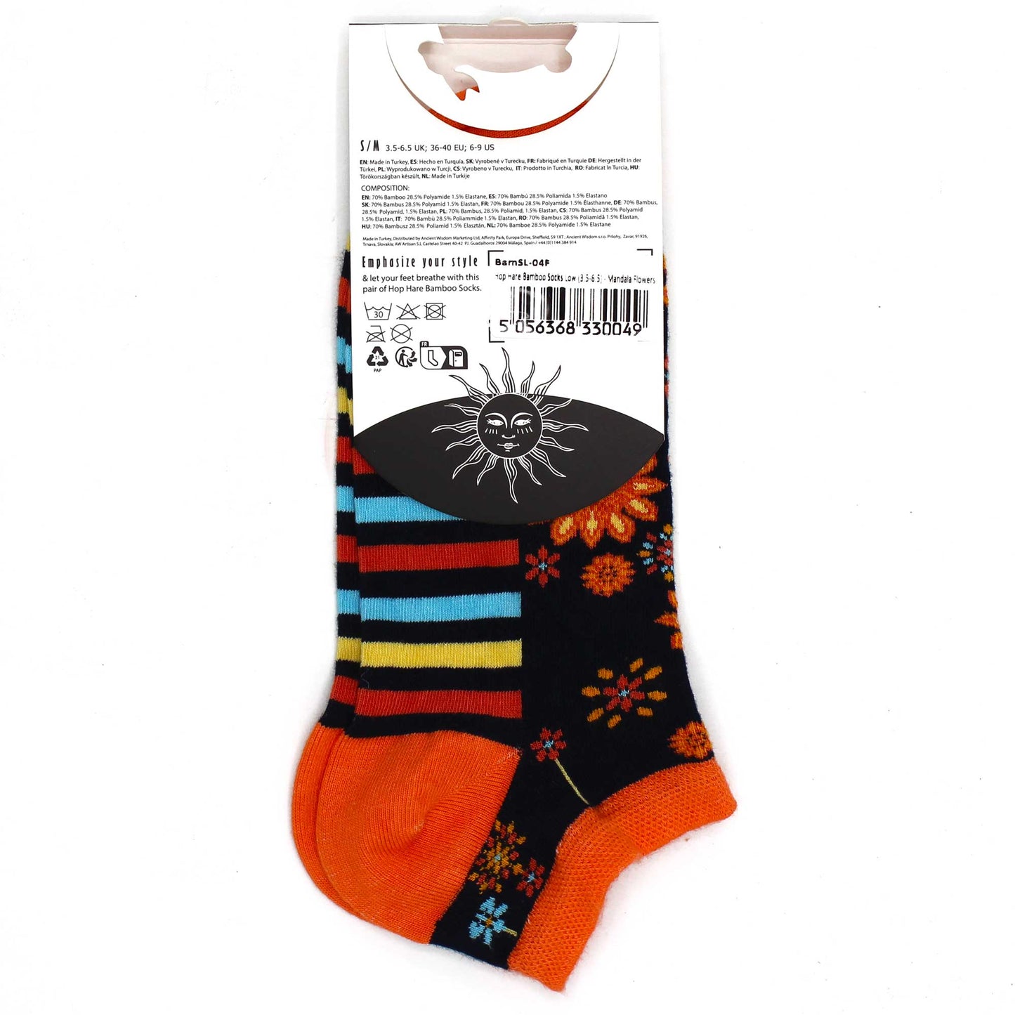 Chaussettes basses en bambou Hop Hare S/M (36-40) - Fleurs Mandala