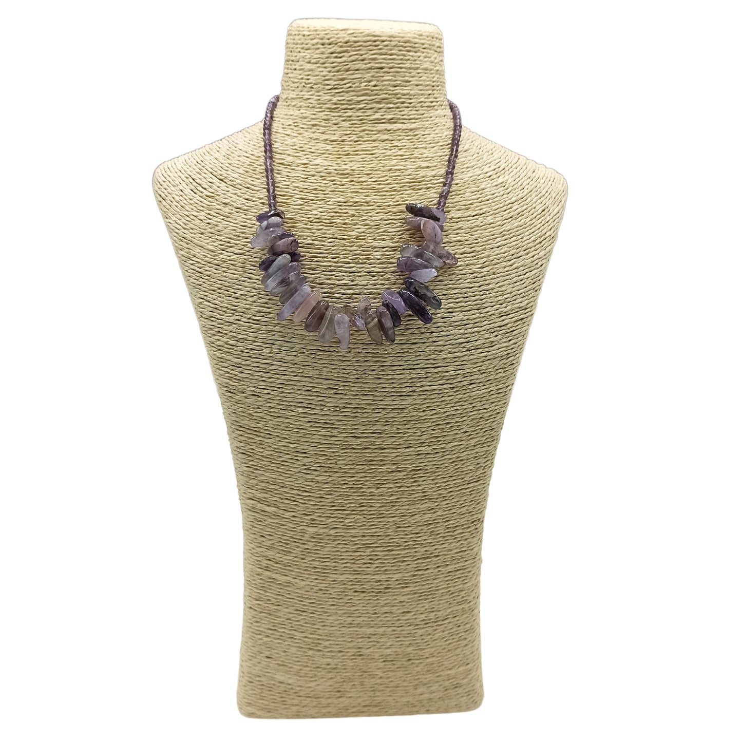 Collier long en pierres précieuses - Améthyste