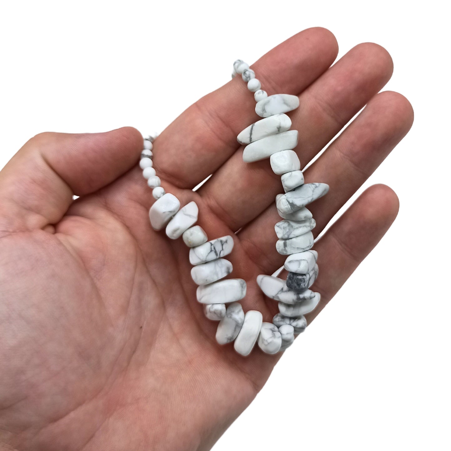 Collier Longstone en pierres précieuses - Jaspe blanc