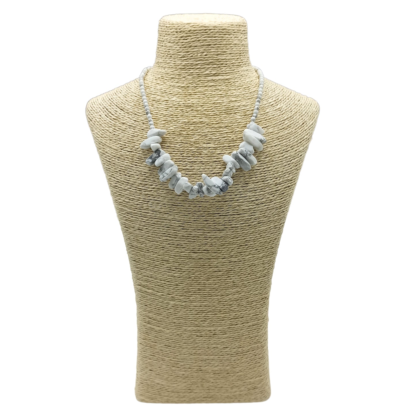 Collier Longstone en pierres précieuses - Jaspe blanc