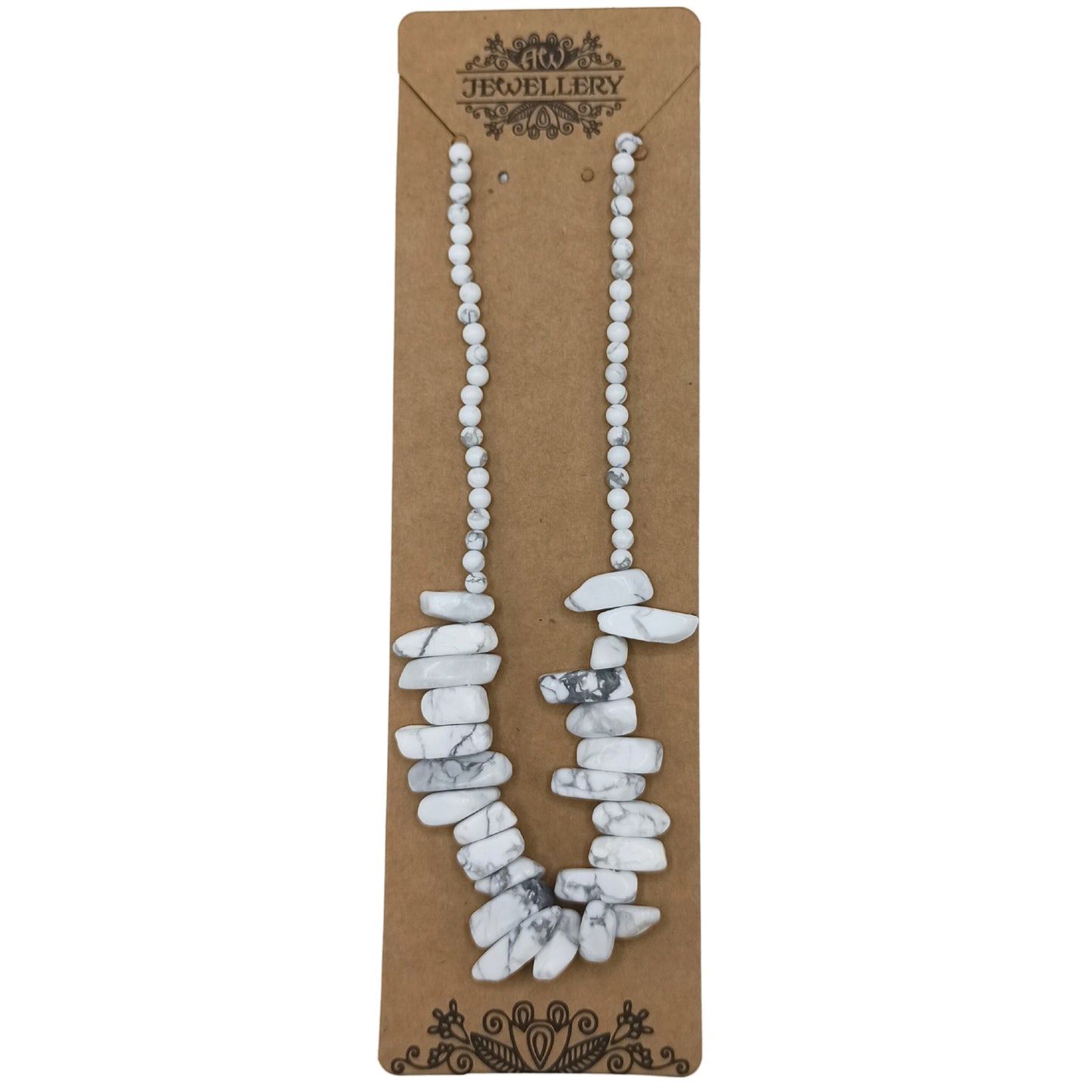 Collier Longstone en pierres précieuses - Jaspe blanc