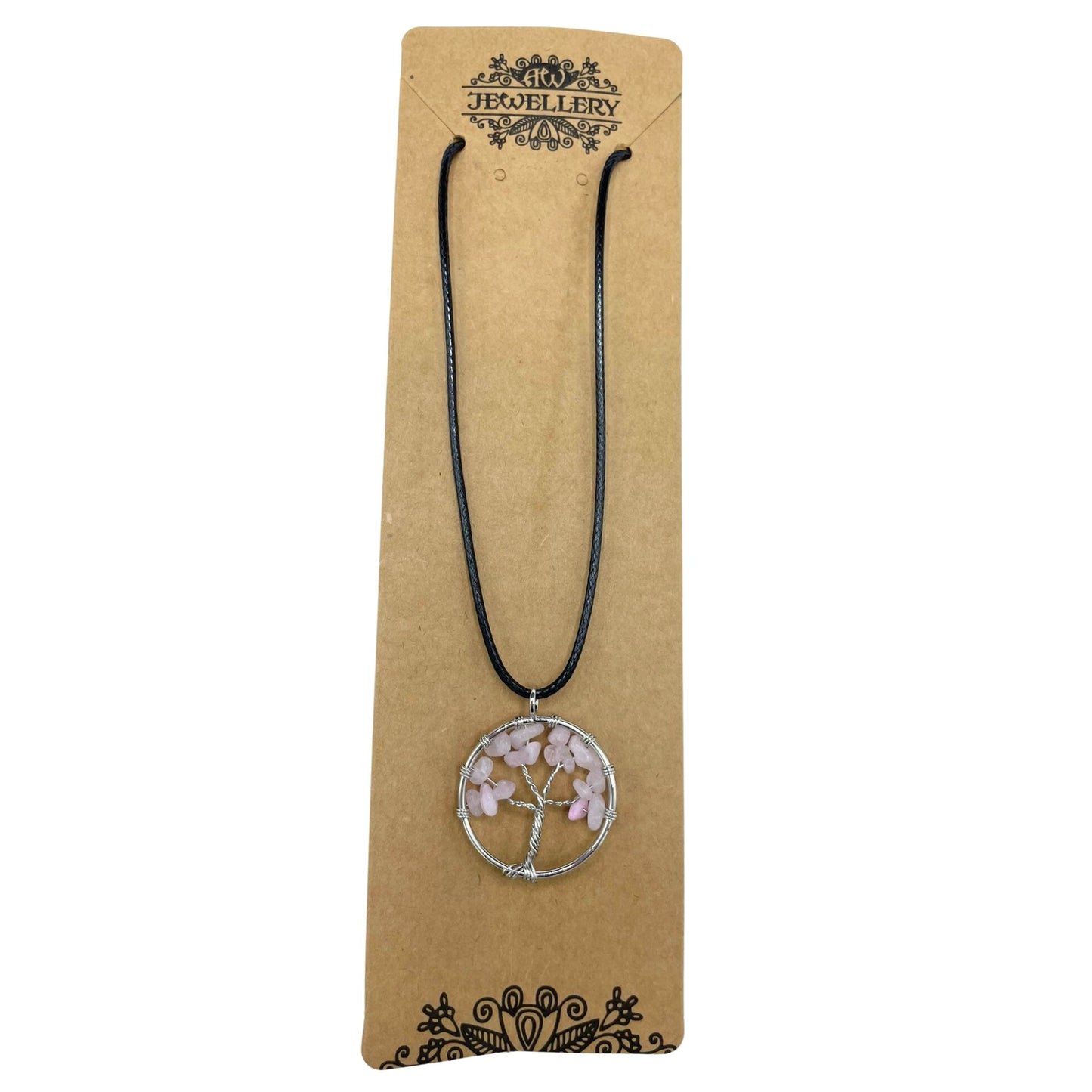 Pendentif Arbre de Vie - Quartz Rose