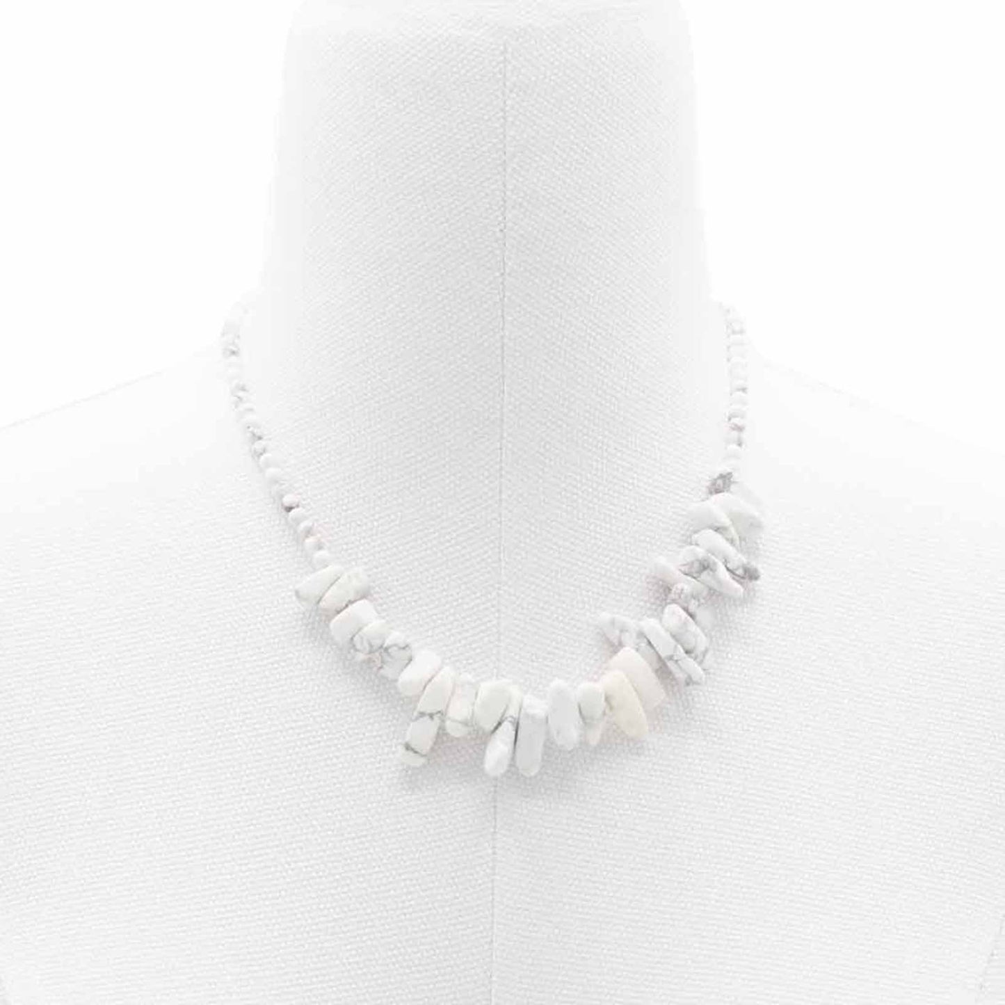 Collier Longstone en pierres précieuses - Jaspe blanc