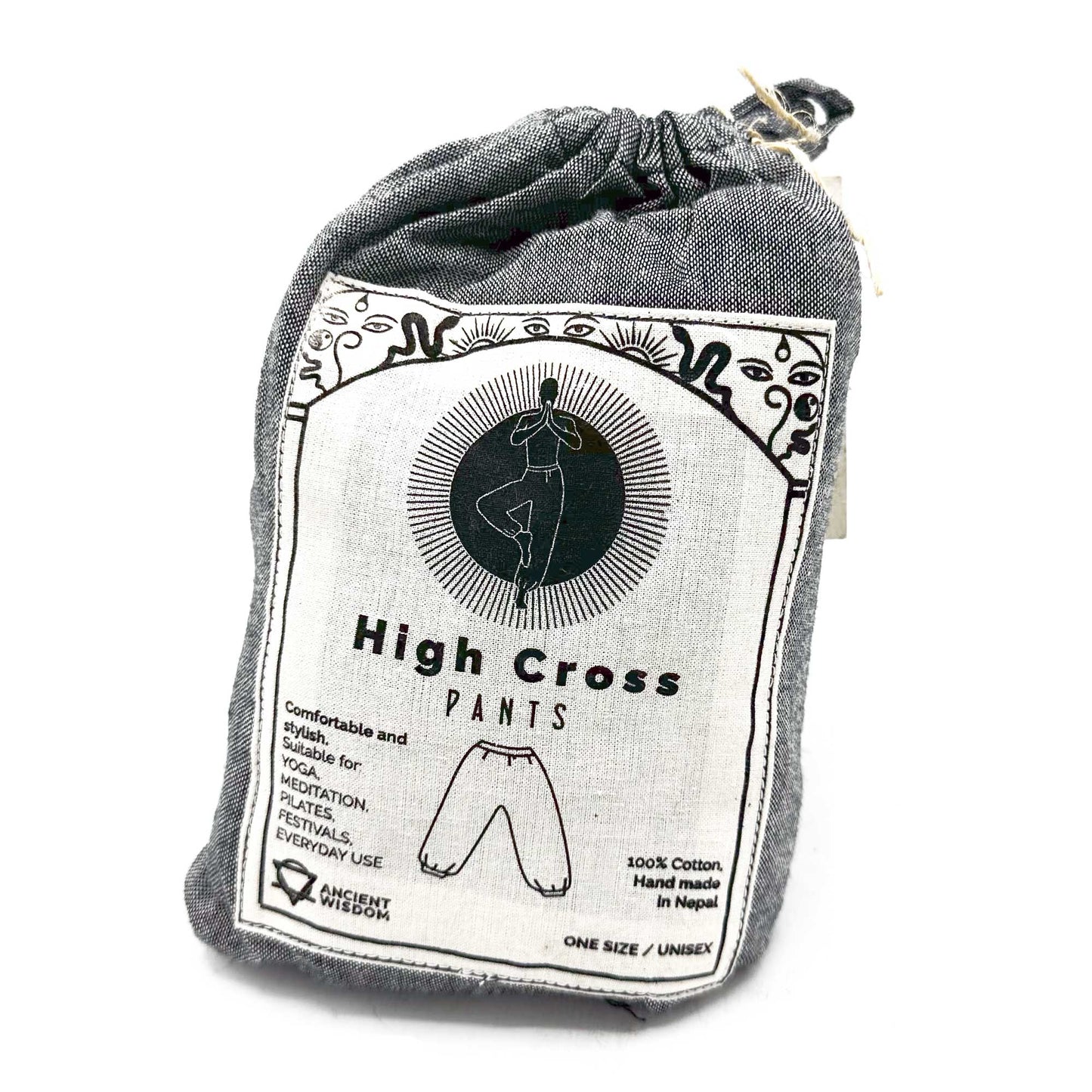 Pantalon de yoga et de festival - Imprimé Himalayan High Cross en gris