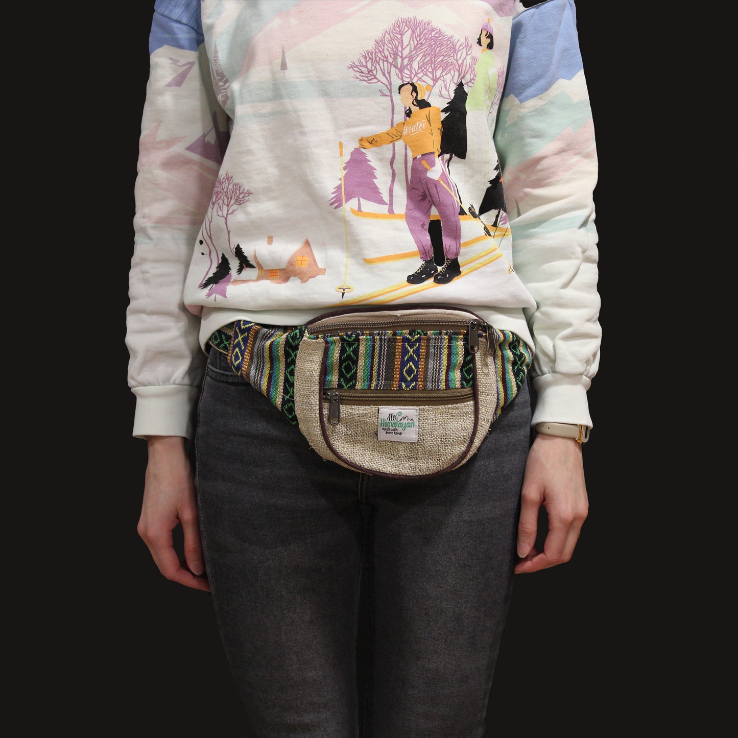 Sac banane - Motif aléatoire en chanvre et coton