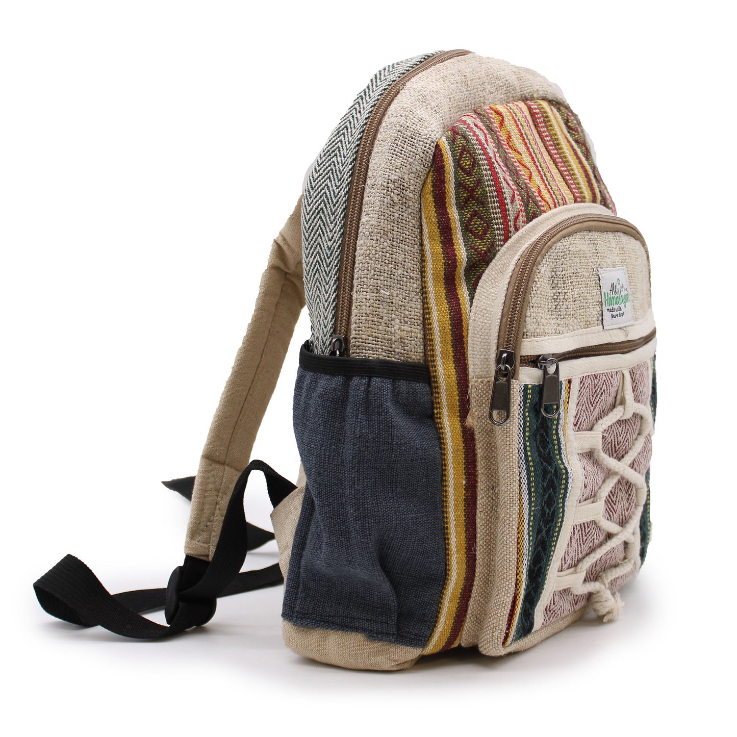 Petit sac à dos en chanvre - Style corde avec poches