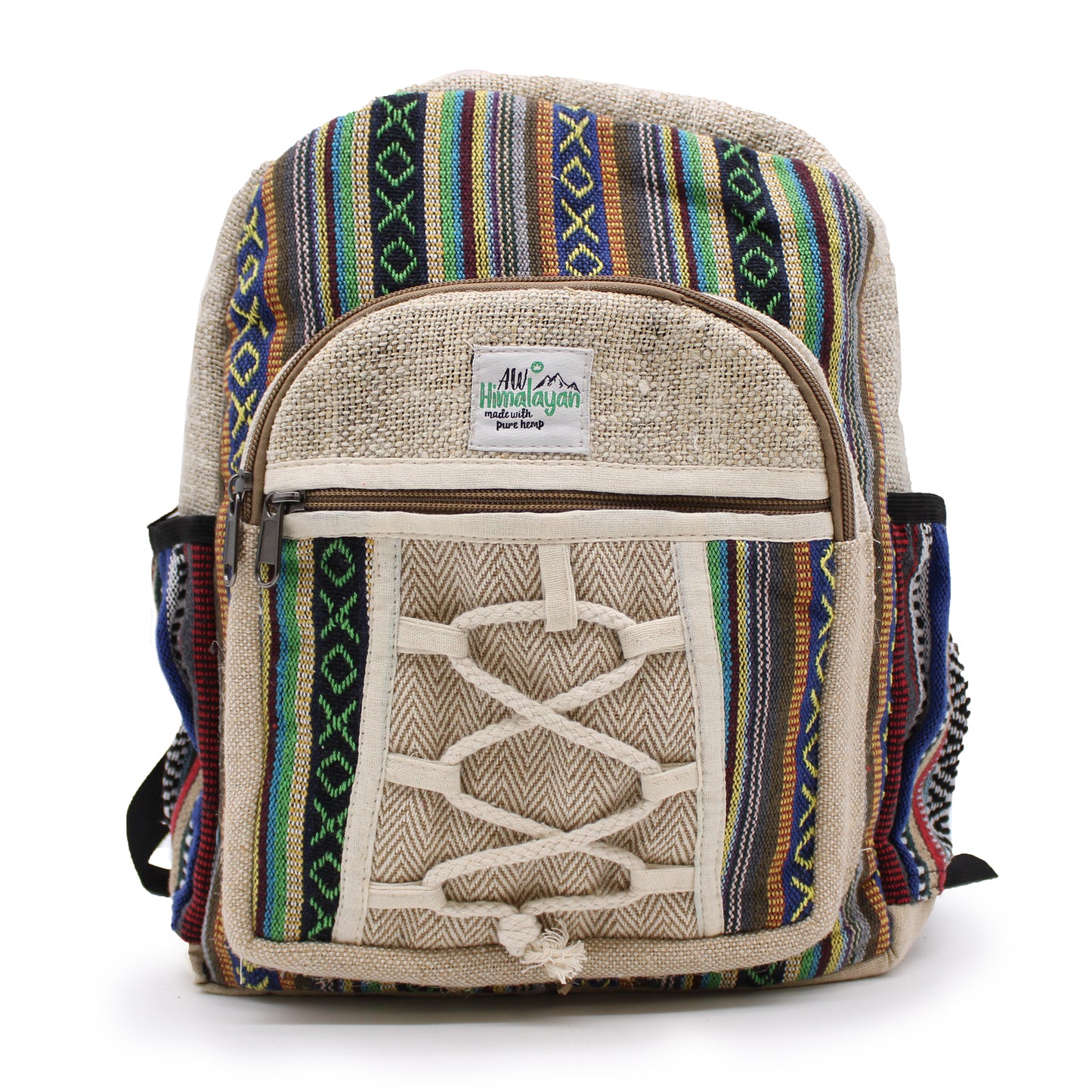 Petit sac à dos en chanvre - Style corde avec poches