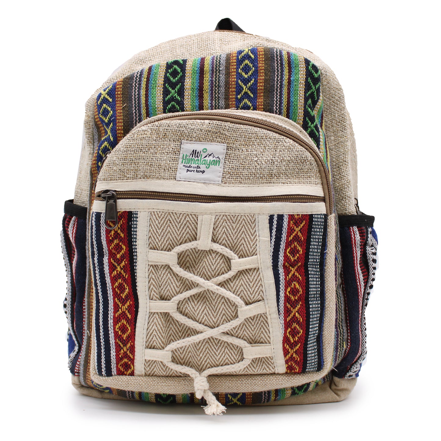 Petit sac à dos en chanvre - Style corde avec poches