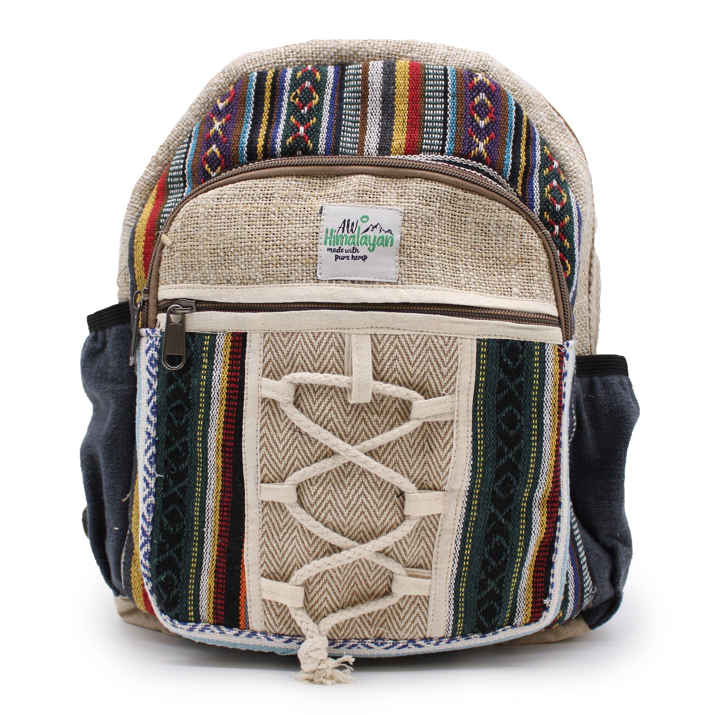 Petit sac à dos en chanvre - Style corde avec poches