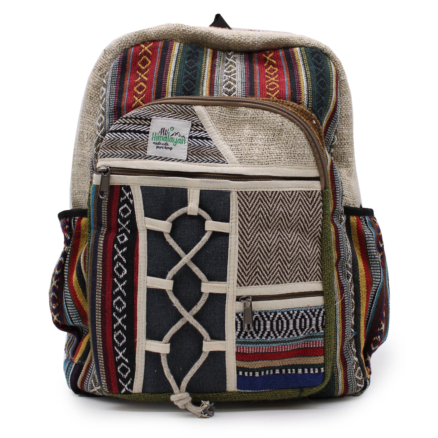 Grand sac à dos en chanvre - Style corde avec poches