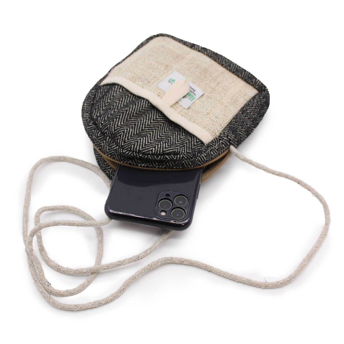 Sac pour téléphone portable en chanvre avec corde - Couleur aléatoire