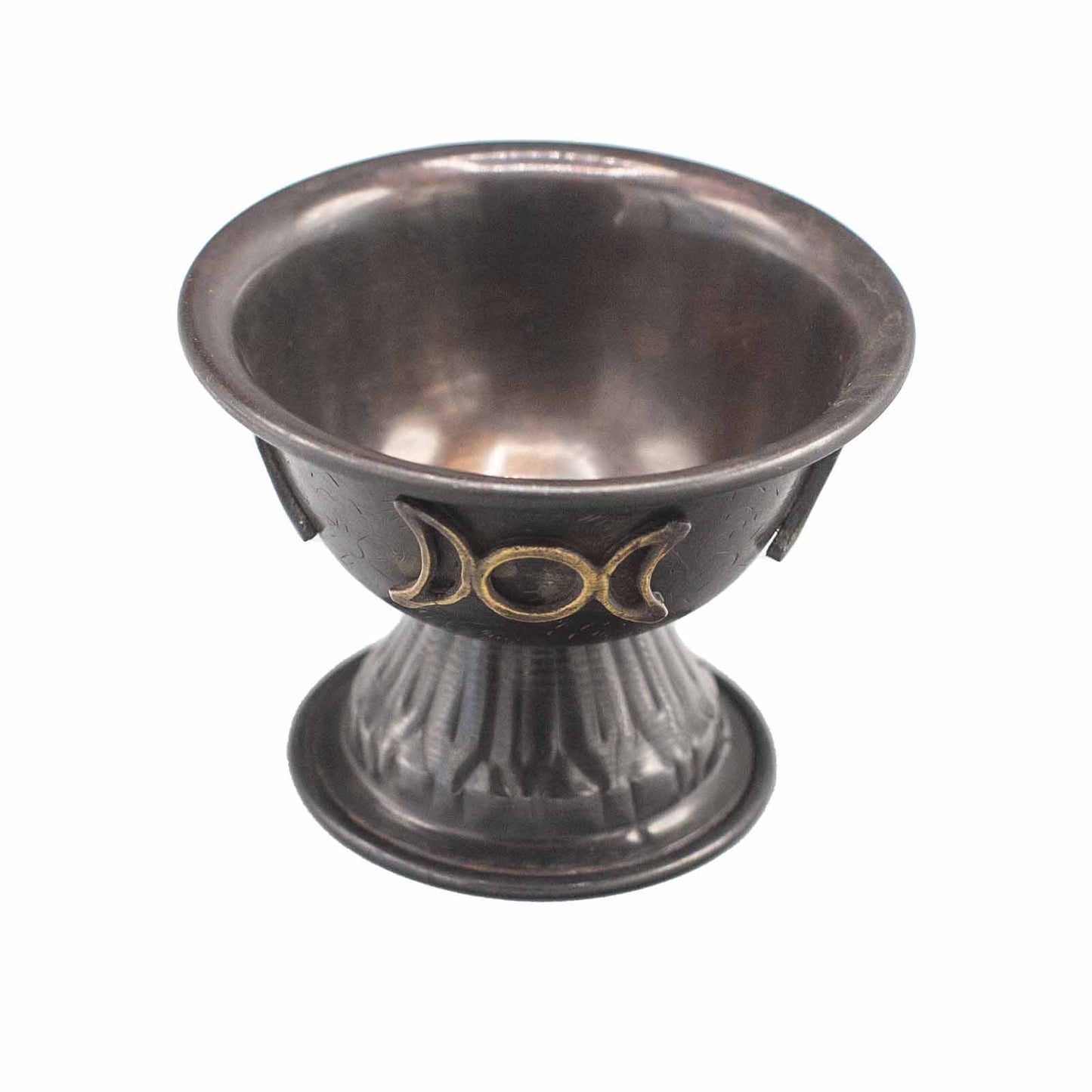 Calice rituel triple lune en cuivre antique 10 x 8 cm