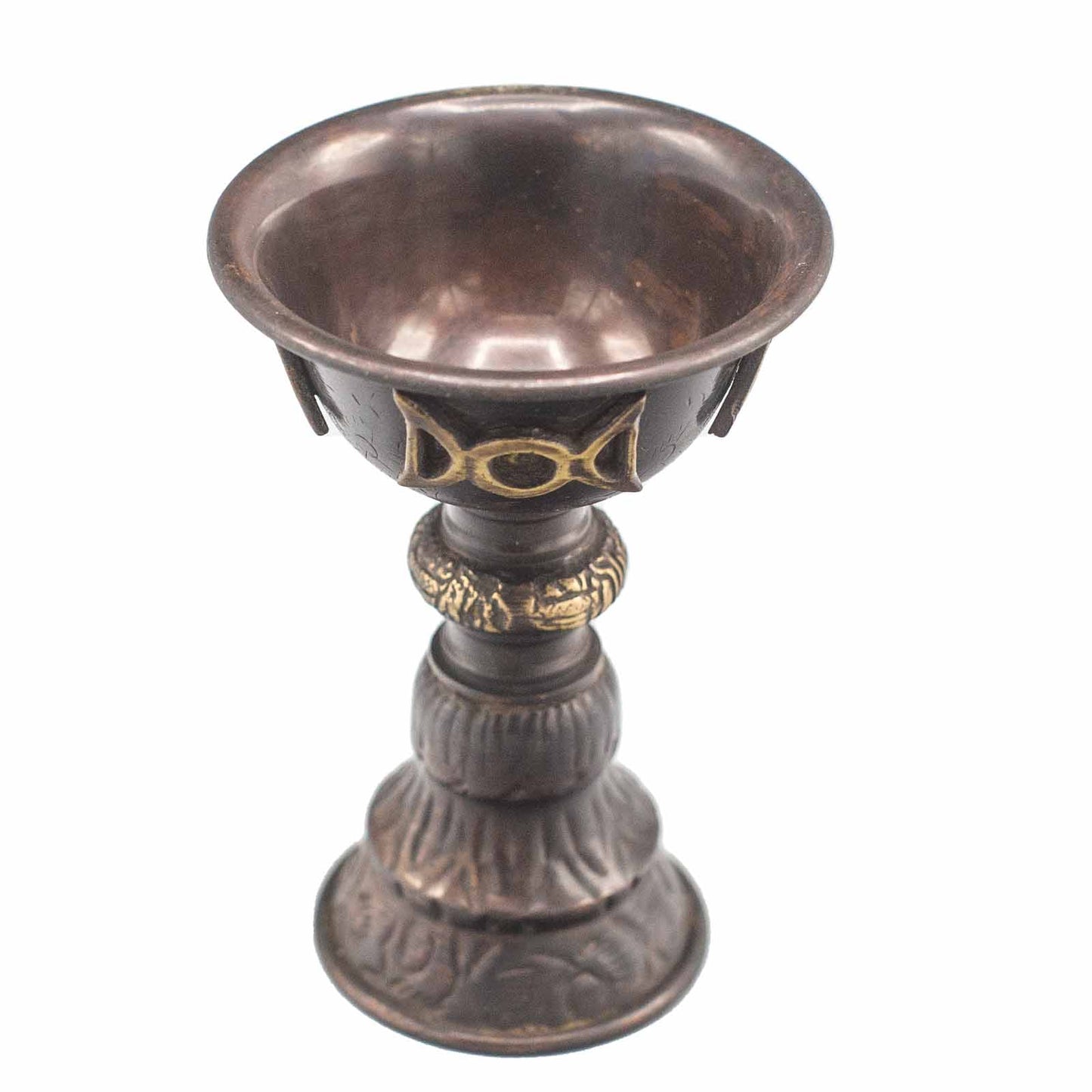 Coupe rituelle en cuivre antique avec triple lune 8x13cm