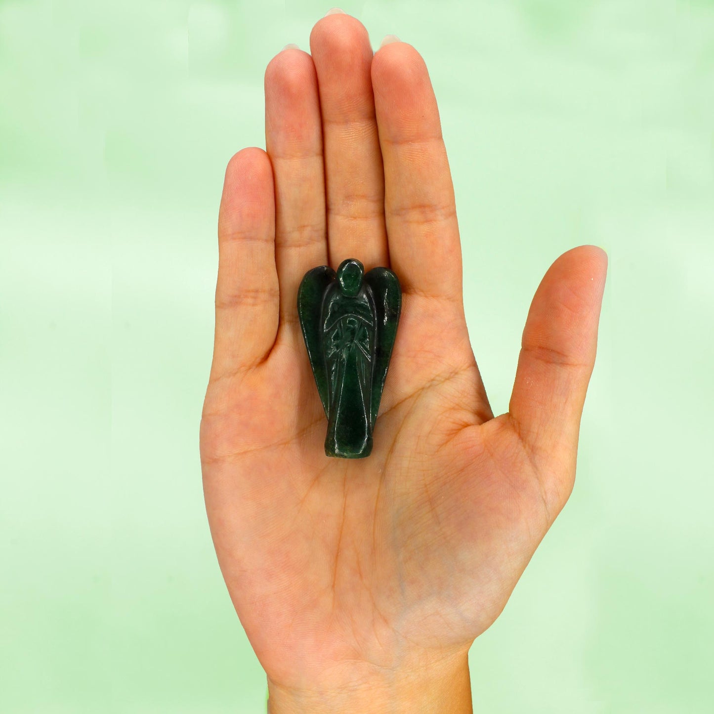 Ange en pierre précieuse sculpté à la main - Aventurine verte