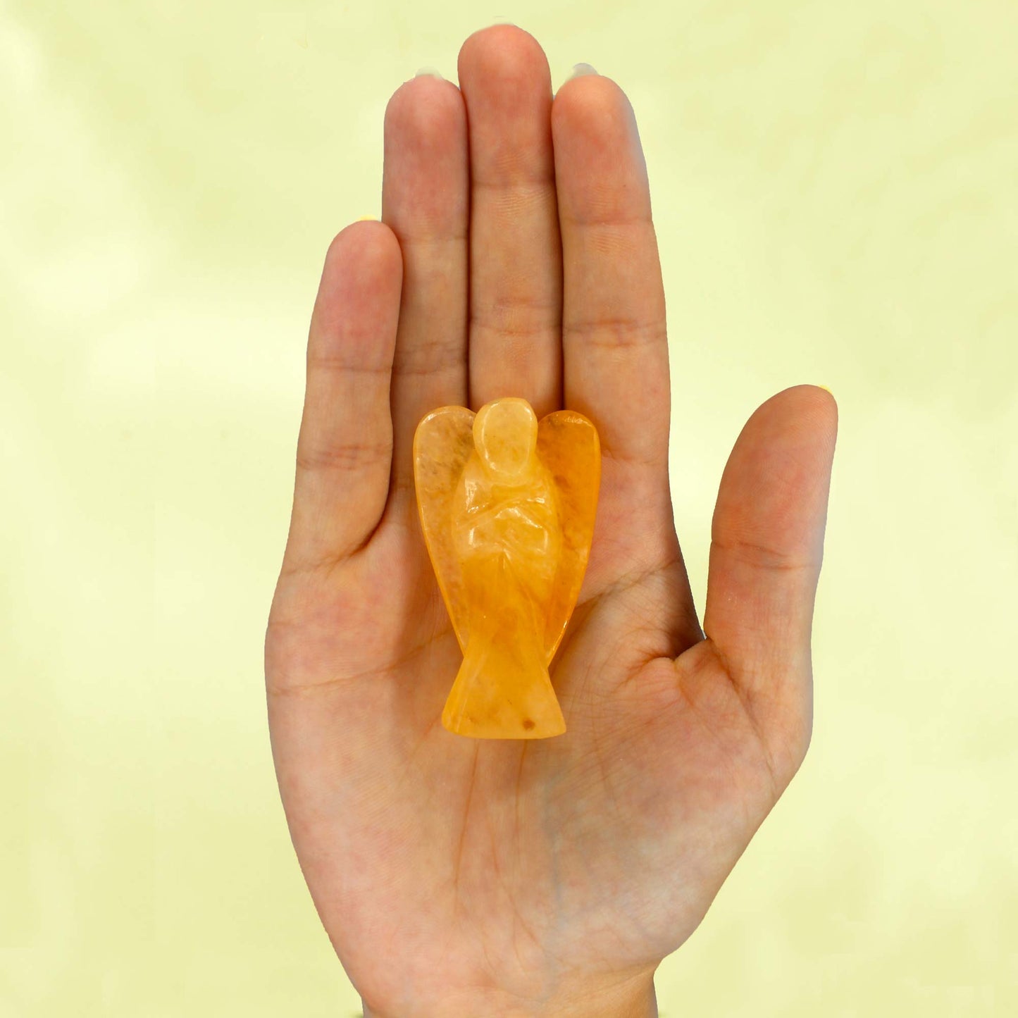 Ange en pierre précieuse sculptée à la main - Aventurine jaune