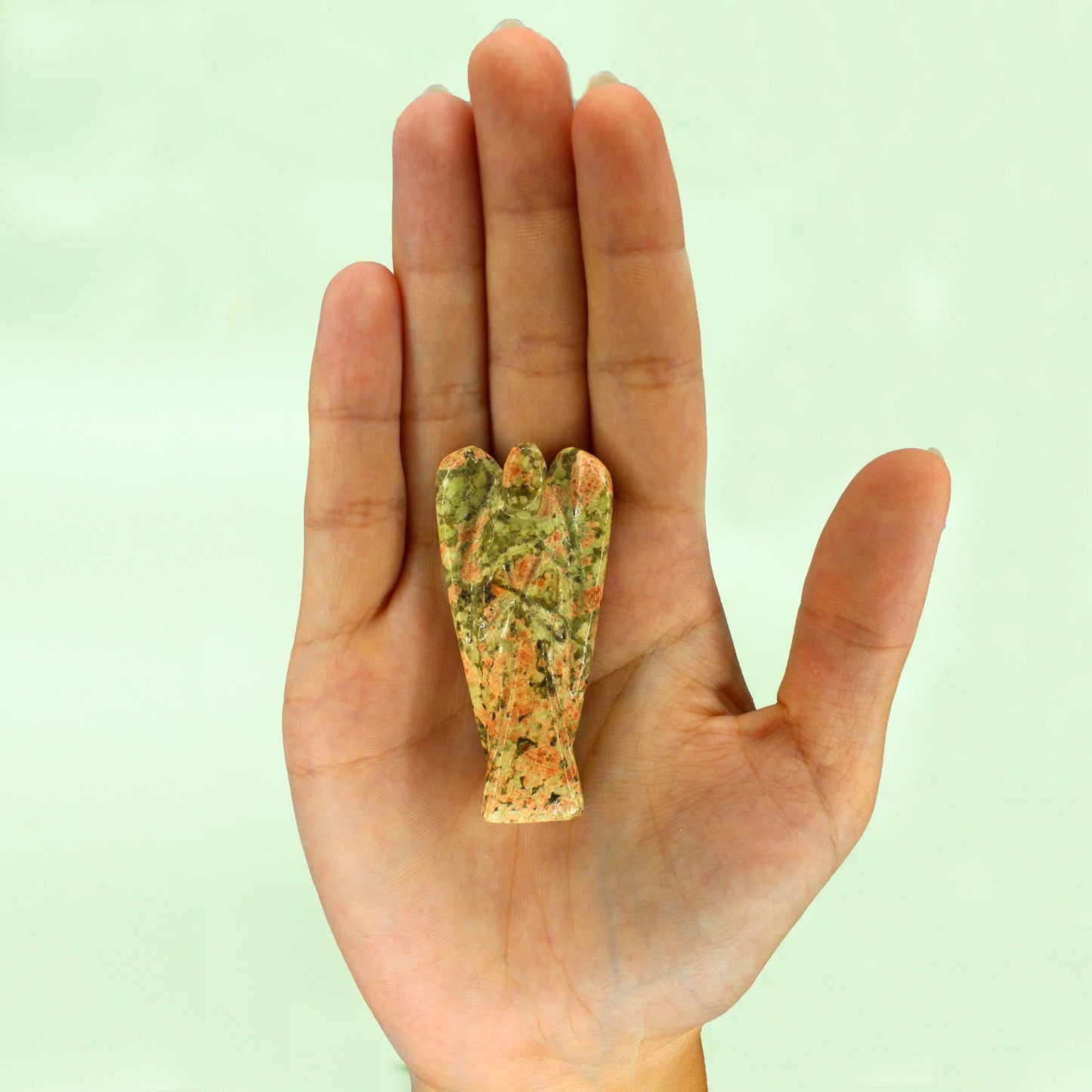 Ange en pierre précieuse sculpté à la main - Unakite