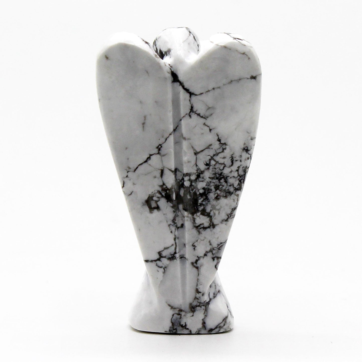 Ange en pierre précieuse sculpté à la main - Howlite blanche