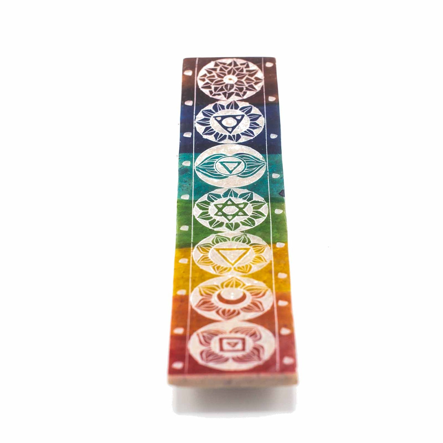 Porte-encens en stéatite Sept Chakras - 26x5cm
