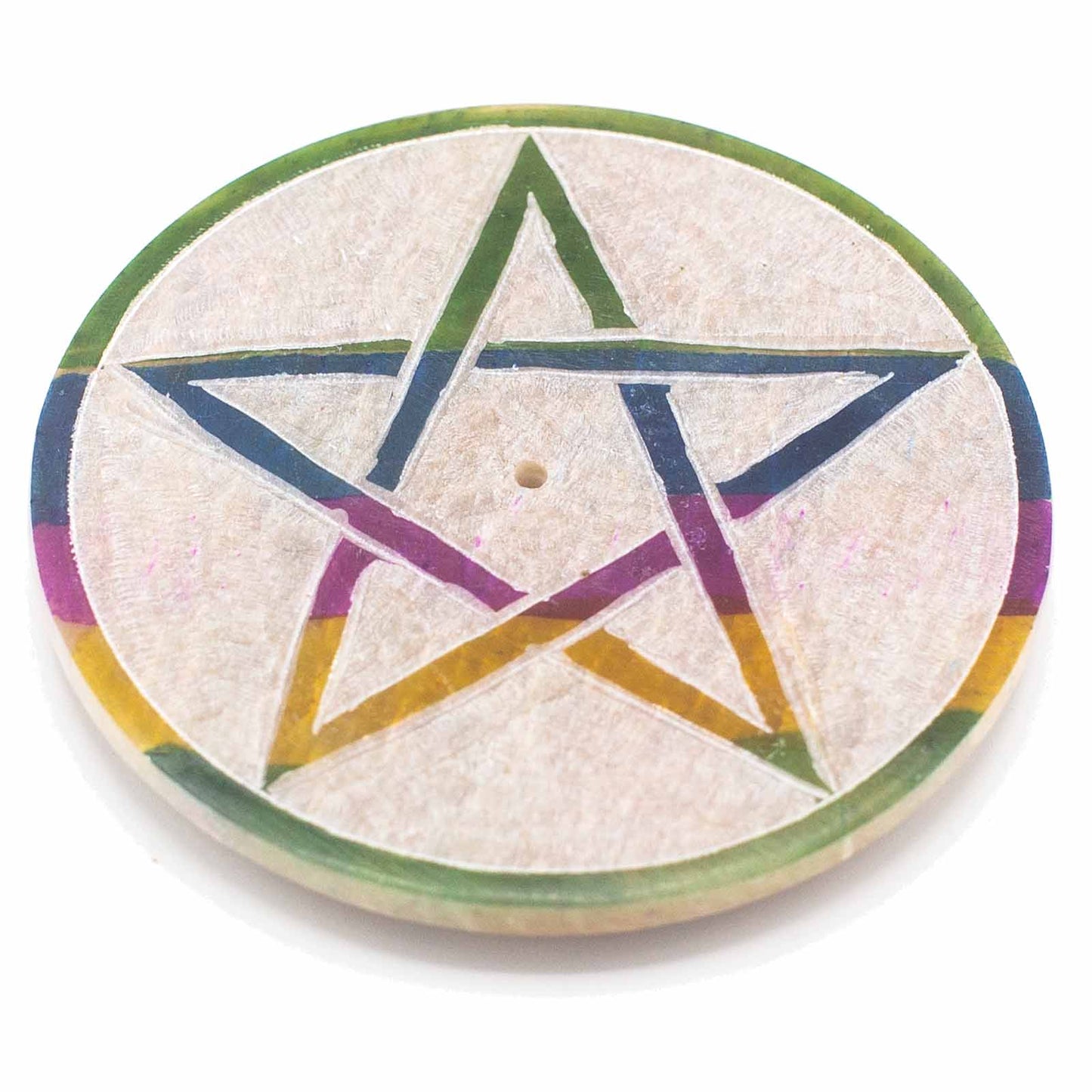 Porte-encens en forme de disque en stéatite 8 cm - Pentagone