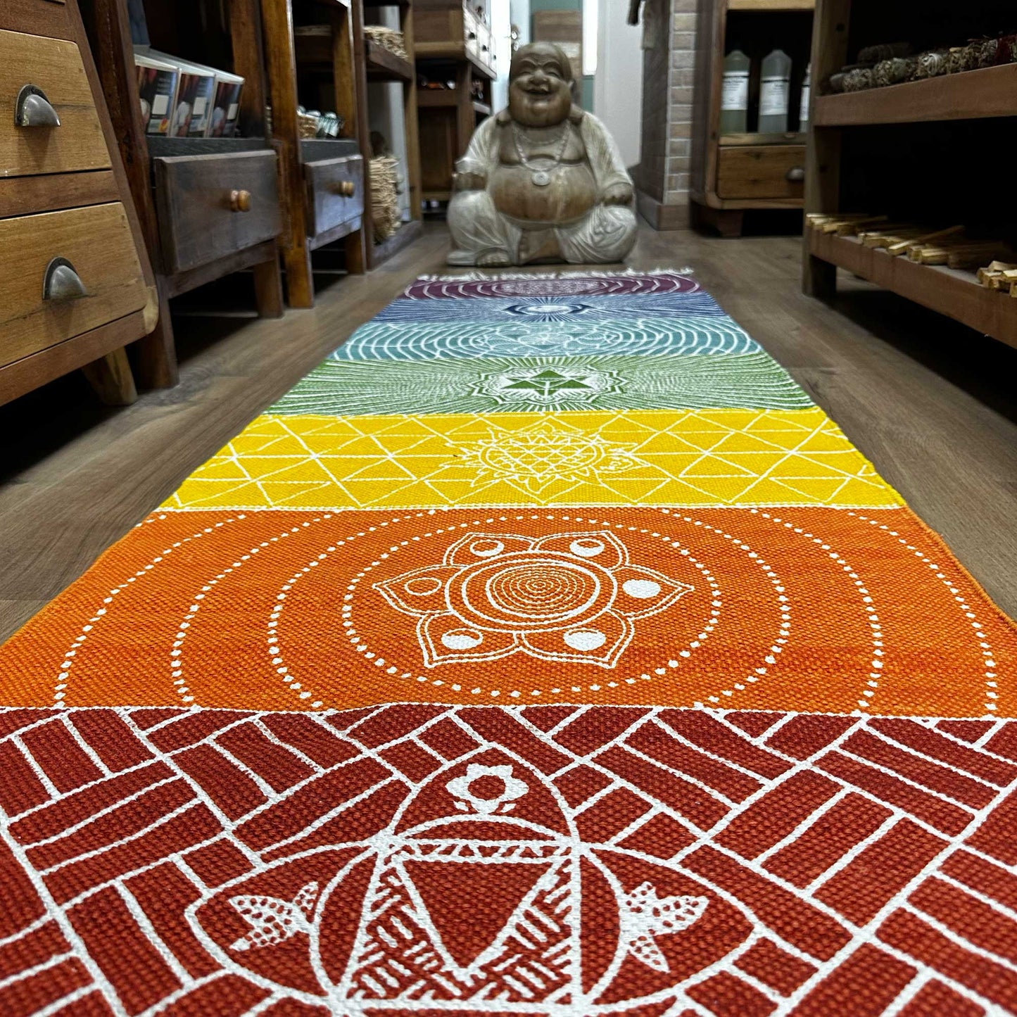 Alfombra de Yoga 100% Algodón - 60x200cm - 7 Chakras