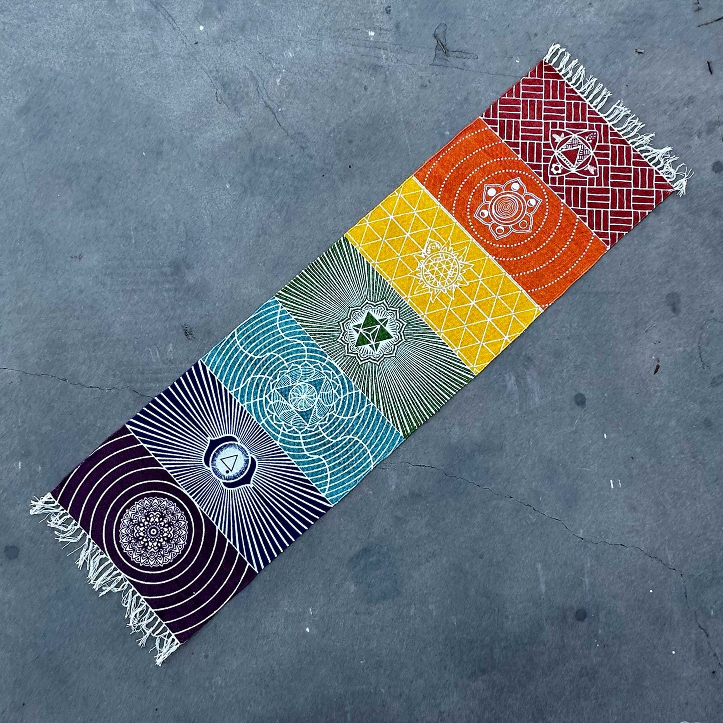 Alfombra de Yoga 100% Algodón - 60x200cm - 7 Chakras
