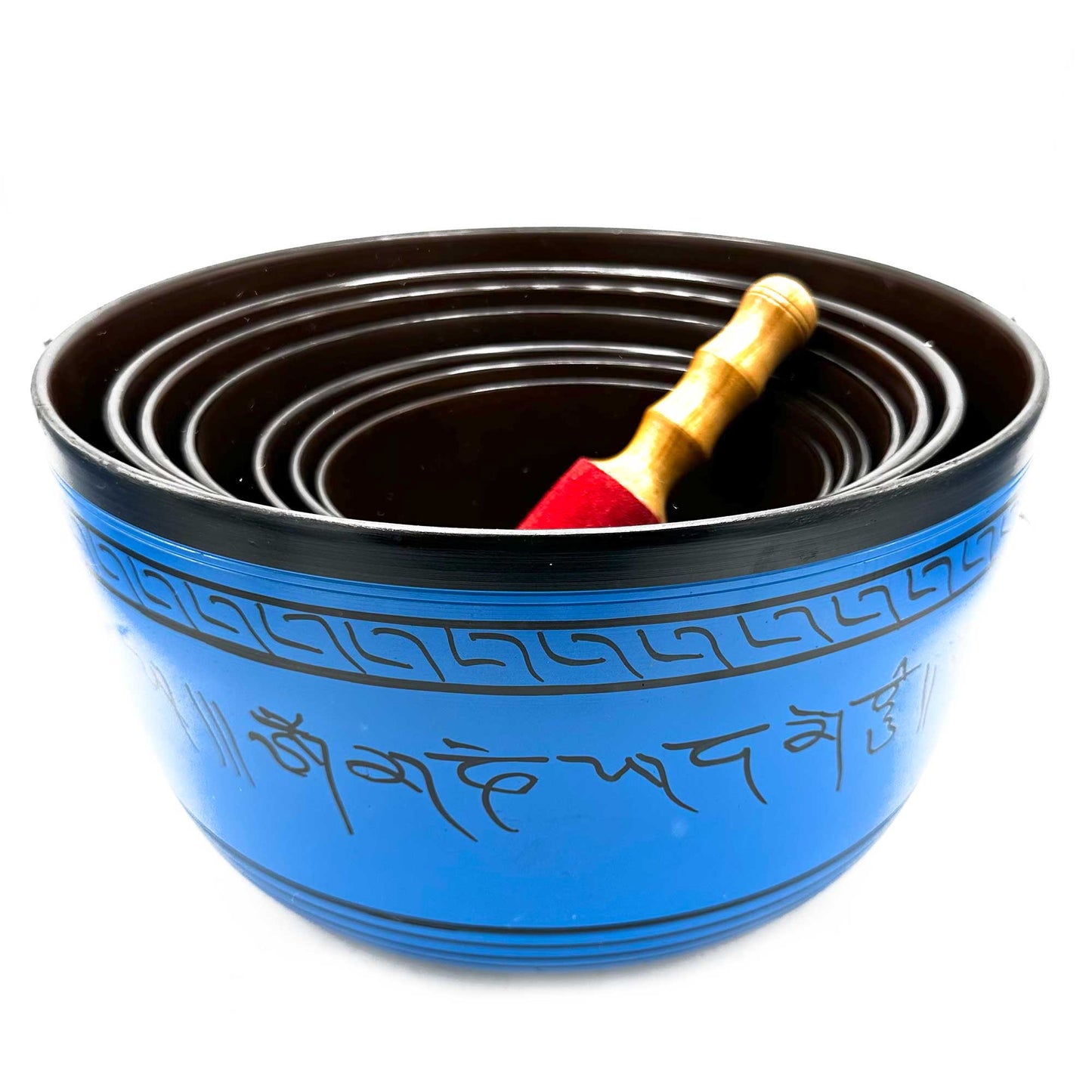 Grand ensemble de sept bols chantants tibétains pour chakras (19,5-35 cm)
