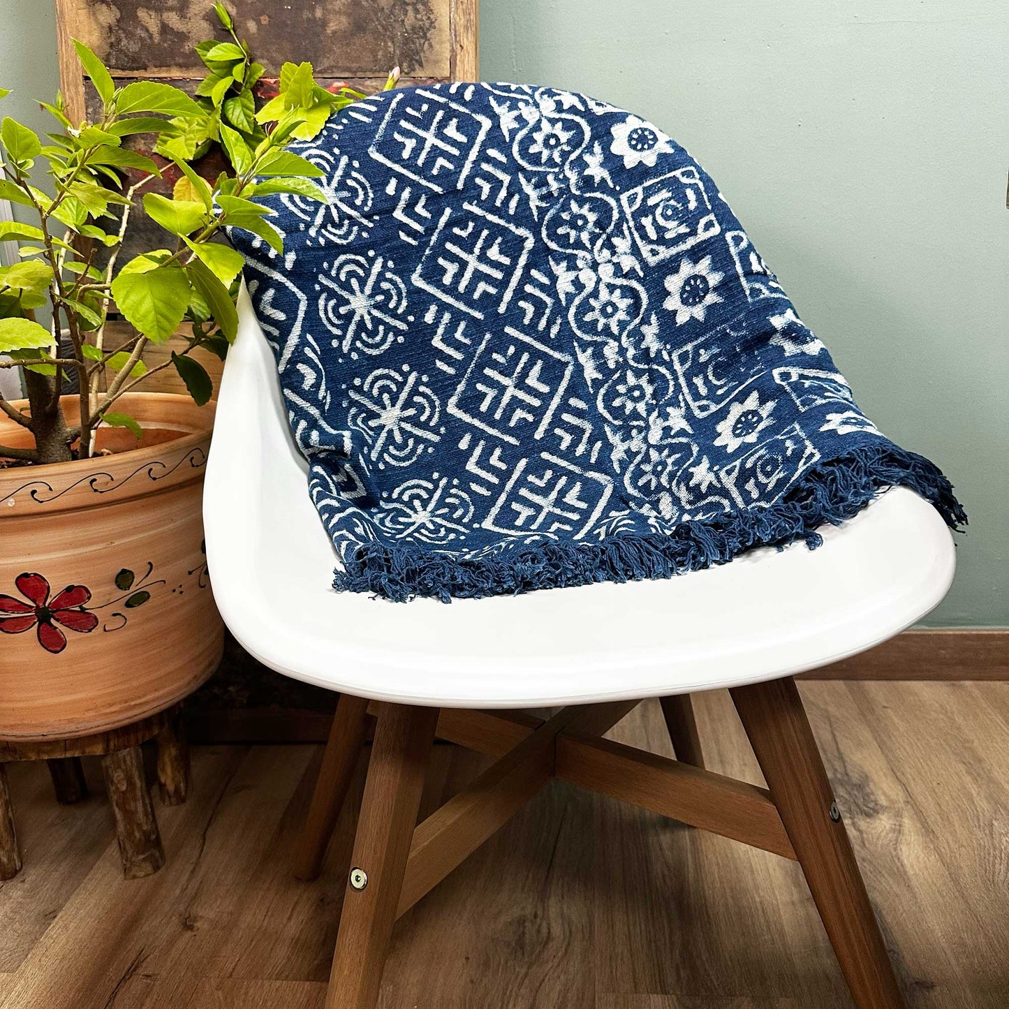 Couverture indigo faite main - 170 x 120 cm - Midnight Heerak