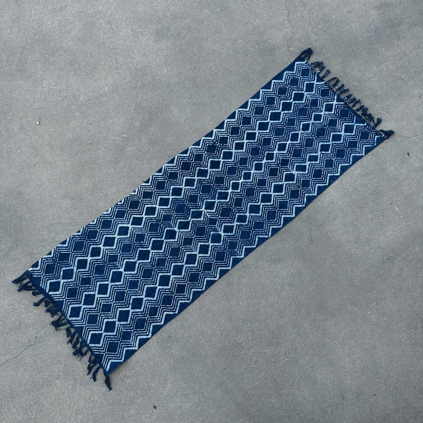Handgefertigter Indigo-Läufer – 170 x 60 cm – Heerak-Muster